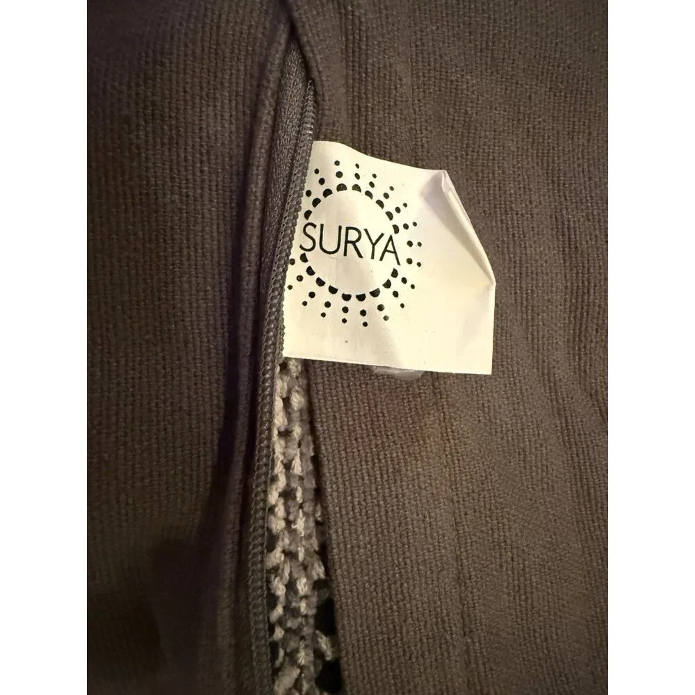 2 SURYA Pillow Covers 23x23 Black Gray Charcoal White Knobby Tassels Floor BOHO